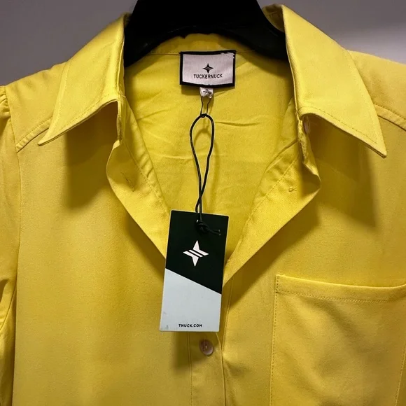 Tuckernuck Neon Yellow Crepe Callahan Shirt Dress - Picture 9 of 13
